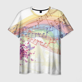 Мужская футболка 3D с принтом Music style в Кировске, 100% полиэфир | прямой крой, круглый вырез горловины, длина до линии бедер | music | абстракция | книга | листы | музыка | музыкальный | ноты | произведение | страница | тетрадь