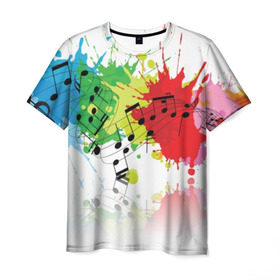 Мужская футболка 3D с принтом Ноты color в Кировске, 100% полиэфир | прямой крой, круглый вырез горловины, длина до линии бедер | music | абстракция | книга | листы | музыка | музыкальный | ноты | произведение | страница | тетрадь