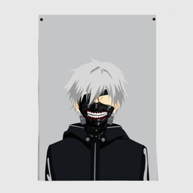 Постер с принтом Kaneki Ken в маске в Кировске, 100% бумага
 | бумага, плотность 150 мг. Матовая, но за счет высокого коэффициента гладкости имеет небольшой блеск и дает на свету блики, но в отличии от глянцевой бумаги не покрыта лаком | ghoul | kaneki | ken | tokyo | гуль | канеки | кен | токийский