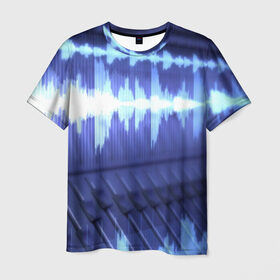 Мужская футболка 3D с принтом MUSIC в Кировске, 100% полиэфир | прямой крой, круглый вырез горловины, длина до линии бедер | music | абстракция | книга | листы | музыка | музыкальный | ноты | произведение | страница | тетрадь | эквалайзер | электро