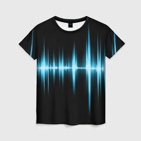 Женская футболка 3D с принтом Текстура эквалайзера в Кировске, 100% полиэфир ( синтетическое хлопкоподобное полотно) | прямой крой, круглый вырез горловины, длина до линии бедер | music | абстракция | книга | листы | музыка | музыкальный | ноты | произведение | страница | тетрадь | эквалайзер | электро