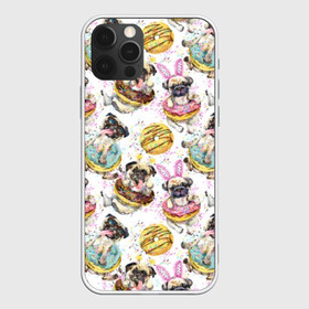 Чехол для iPhone 12 Pro Max с принтом Мопсы с пончиками в Кировске, Силикон |  | Тематика изображения на принте: акварель | брызги | еда | заячьи | искусство | капли | карнавал | кляксы | мопсы | очки | пончики | порода | розовые | сладость | собаки | узор | уши