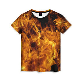 Женская футболка 3D с принтом Языки пламени в Кировске, 100% полиэфир ( синтетическое хлопкоподобное полотно) | прямой крой, круглый вырез горловины, длина до линии бедер | 