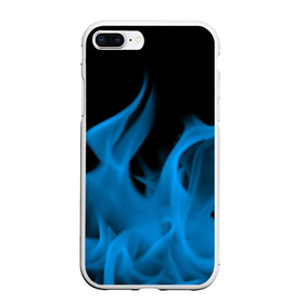 Чехол для iPhone 7Plus/8 Plus матовый с принтом Синий огонь в Кировске, Силикон | Область печати: задняя сторона чехла, без боковых панелей | fire | flame | in fire | smoke | в огне | дым | огненный | огонь | текстуры