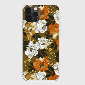 Чехол для iPhone 12 Pro Max с принтом Пионы в Кировске, Силикон |  | art | buds | flowers | garden | leaves | orange | pattern | peonies | petals | summer | watercolor | white | акварель | белые | бутоны | искусство | лепестки | лето | листья | оранжевые | пионы | садовые | узор | цветы