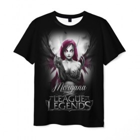 Мужская футболка 3D с принтом League of Legends, Morgana в Кировске, 100% полиэфир | прямой крой, круглый вырез горловины, длина до линии бедер | Тематика изображения на принте: league of legends | lol | morgana | игры | киберспорт | компьютерные игры | лига легенд | моргана