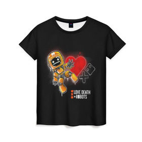 Женская футболка 3D с принтом Love, Death & Robots в Кировске, 100% полиэфир ( синтетическое хлопкоподобное полотно) | прямой крой, круглый вырез горловины, длина до линии бедер | Тематика изображения на принте: 