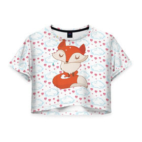 Женская футболка 3D укороченная с принтом Лисичка в Кировске, 100% полиэстер | круглая горловина, длина футболки до линии талии, рукава с отворотами | fox | foxed | арт | лис | лиса | лисенок | лисичка | пушистик | рыжая | рыжмй хвост