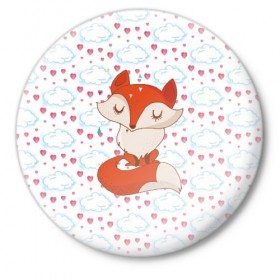 Значок с принтом Лисичка в Кировске,  металл | круглая форма, металлическая застежка в виде булавки | fox | foxed | арт | лис | лиса | лисенок | лисичка | пушистик | рыжая | рыжмй хвост