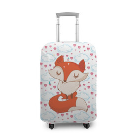 Чехол для чемодана 3D с принтом Лисичка в Кировске, 86% полиэфир, 14% спандекс | двустороннее нанесение принта, прорези для ручек и колес | Тематика изображения на принте: fox | foxed | арт | лис | лиса | лисенок | лисичка | пушистик | рыжая | рыжмй хвост