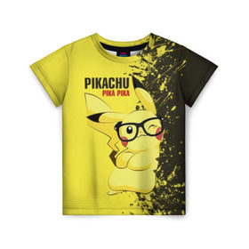 Детская футболка 3D с принтом Pikachu Pika Pika в Кировске, 100% гипоаллергенный полиэфир | прямой крой, круглый вырез горловины, длина до линии бедер, чуть спущенное плечо, ткань немного тянется | pika | pikachu | аниме | детская | детям | игры | молния | мышка | мышь | пика | пикачу | покемон | покемоны