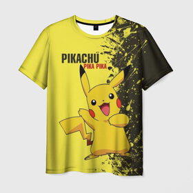 Мужская футболка 3D с принтом Pikachu Pika Pika в Кировске, 100% полиэфир | прямой крой, круглый вырез горловины, длина до линии бедер | Тематика изображения на принте: pika | pikachu | аниме | детская | детям | игры | молния | мышка | мышь | пика | пикачу | покемон | покемоны