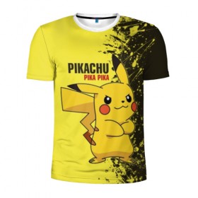 Мужская футболка 3D спортивная с принтом Pikachu Pika Pika в Кировске, 100% полиэстер с улучшенными характеристиками | приталенный силуэт, круглая горловина, широкие плечи, сужается к линии бедра | pika | pikachu | аниме | детская | детям | игры | молния | мышка | мышь | пика | пикачу | покемон | покемоны