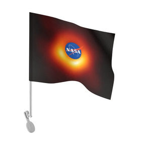 Флаг для автомобиля с принтом Черная дыра NASA в Кировске, 100% полиэстер | Размер: 30*21 см | nasa | астрономия | горизонт событий | космос | наса | черная дыра