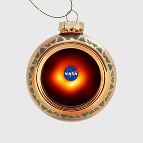 Стеклянный ёлочный шар с принтом Черная дыра NASA в Кировске, Стекло | Диаметр: 80 мм | nasa | астрономия | горизонт событий | космос | наса | черная дыра