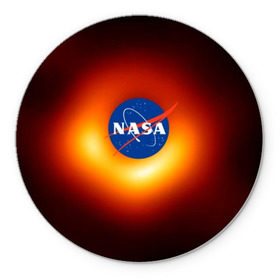 Коврик круглый с принтом Черная дыра NASA в Кировске, резина и полиэстер | круглая форма, изображение наносится на всю лицевую часть | nasa | астрономия | горизонт событий | космос | наса | черная дыра