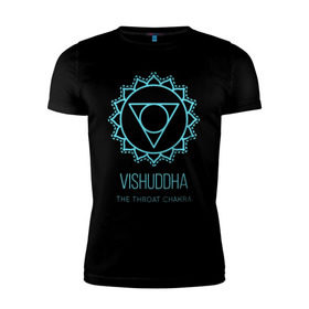 Мужская футболка премиум с принтом Вишудха в Кировске, 92% хлопок, 8% лайкра | приталенный силуэт, круглый вырез ворота, длина до линии бедра, короткий рукав | chakra | vishuddha | yoga | вишудха | йога | чакра