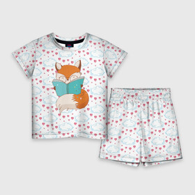 Детский костюм с шортами 3D с принтом Лиса с книжкой в Кировске,  |  | Тематика изображения на принте: fox | foxed | арт | лис | лиса | лисенок | лисичка | пушистик | рыжая | рыжмй хвост