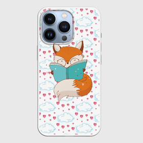 Чехол для iPhone 13 Pro с принтом Лиса с книжкой в Кировске,  |  | fox | foxed | арт | лис | лиса | лисенок | лисичка | пушистик | рыжая | рыжмй хвост