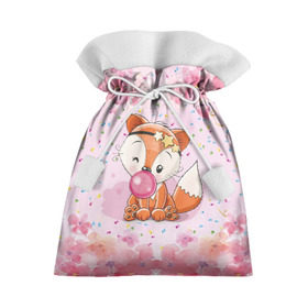 Подарочный 3D мешок с принтом Милая лисичка с жвачкой в Кировске, 100% полиэстер | Размер: 29*39 см | fox | foxed | арт | лис | лиса | лисенок | лисичка | пушистик | рыжая | рыжмй хвост
