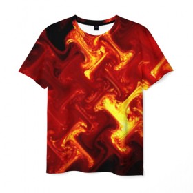 Мужская футболка 3D с принтом Огненная лава в Кировске, 100% полиэфир | прямой крой, круглый вырез горловины, длина до линии бедер | fire | flame | in fire | smoke | в огне | дым | огненный | огонь | текстуры
