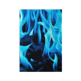 Обложка для паспорта матовая кожа с принтом Синий огонь в Кировске, натуральная матовая кожа | размер 19,3 х 13,7 см; прозрачные пластиковые крепления | Тематика изображения на принте: fire | flame | in fire | smoke | в огне | дым | огненный | огонь | текстуры