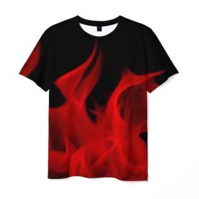 Мужская футболка 3D с принтом Красный огонь в Кировске, 100% полиэфир | прямой крой, круглый вырез горловины, длина до линии бедер | 
