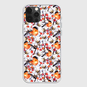 Чехол для iPhone 12 Pro Max с принтом Снегири в Кировске, Силикон |  | art | berries | bullfinch | cocoons | cotton | nature | painting | plants | red | watercolor | winter birds | акварель | живопись | зимние | искусство | коконы | красные | природа | птицы | растения | снегири | хлопок | ягоды