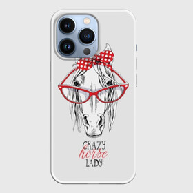 Чехол для iPhone 13 Pro с принтом Crazy horse lady в Кировске,  |  | animal | blonde | bow | crazy | cute | head | horse | lady | look | polka | portrait | red | white | бант | белая | белый | блондинка | взгляд | голова | горошек | животное | красный | леди | лошадь | милый | очки | портрет | сумасшедшая