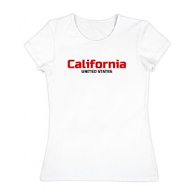 Женская футболка хлопок с принтом USA - California в Кировске, 100% хлопок | прямой крой, круглый вырез горловины, длина до линии бедер, слегка спущенное плечо | america | california | california city | california republic | usa | америка | калифорния | соединенные штаты | сша | штат