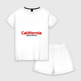 Женская пижама с шортиками хлопок с принтом USA - California в Кировске, 100% хлопок | футболка прямого кроя, шорты свободные с широкой мягкой резинкой | america | california | california city | california republic | usa | америка | калифорния | соединенные штаты | сша | штат