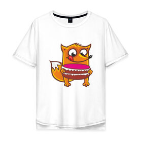 Мужская футболка хлопок Oversize с принтом Голодная лиса в Кировске, 100% хлопок | свободный крой, круглый ворот, “спинка” длиннее передней части | fox | foxed | арт | лис | лиса | лисенок | лисичка | пушистик | рыжая | рыжмй хвост