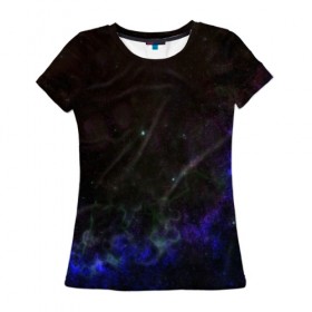 Женская футболка 3D с принтом Космическое сияние в Кировске, 100% полиэфир ( синтетическое хлопкоподобное полотно) | прямой крой, круглый вырез горловины, длина до линии бедер | galaxy | nebula | space | star | абстракция | вселенная | галактика | звезда | звезды | космический | планеты