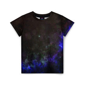 Детская футболка 3D с принтом Космическое сияние в Кировске, 100% гипоаллергенный полиэфир | прямой крой, круглый вырез горловины, длина до линии бедер, чуть спущенное плечо, ткань немного тянется | galaxy | nebula | space | star | абстракция | вселенная | галактика | звезда | звезды | космический | планеты