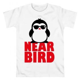 Мужская футболка хлопок с принтом Сool penguin в Кировске, 100% хлопок | прямой крой, круглый вырез горловины, длина до линии бедер, слегка спущенное плечо. | 