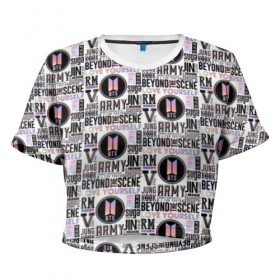 Женская футболка Cropp-top с принтом BTS Lifestyle в Кировске, 100% полиэстер | круглая горловина, длина футболки до линии талии, рукава с отворотами | 