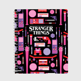 Тетрадь с принтом STRANGER THINGS STARTER PACK в Кировске, 100% бумага | 48 листов, плотность листов — 60 г/м2, плотность картонной обложки — 250 г/м2. Листы скреплены сбоку удобной пружинной спиралью. Уголки страниц и обложки скругленные. Цвет линий — светло-серый
 | 11 | eleven | logo | netflix | pack | starter | stranger | things | дела | крайне | лого | логотип | одинадцать | одиннадцать | очень | пак | события | стартер | странные | стренджер