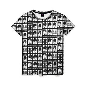 Женская футболка 3D с принтом BTS Pop art в Кировске, 100% полиэфир ( синтетическое хлопкоподобное полотно) | прямой крой, круглый вырез горловины, длина до линии бедер | bangtan | boy | j hope | jimin | jin | jungkook | korea | luv | rm | suga | v | with | бтс | кей | поп