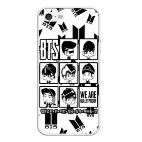 Чехол для iPhone 5/5S матовый с принтом BTS WE ARE BULLETPROOF в Кировске, Силикон | Область печати: задняя сторона чехла, без боковых панелей | bangtan | boy | j hope | jimin | jin | jungkook | korea | luv | rm | suga | v | with | бтс | кей | поп