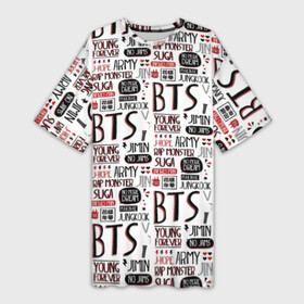 Платье-футболка 3D с принтом BTS Collage в Кировске,  |  | Тематика изображения на принте: bangtan | boy | j hope | jimin | jin | jungkook | korea | luv | rm | suga | v | with | бтс | кей | поп