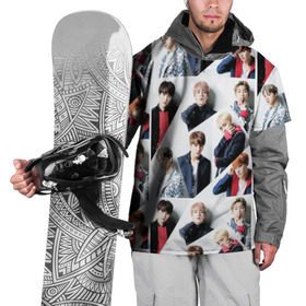 Накидка на куртку 3D с принтом BTS Collage в Кировске, 100% полиэстер |  | bangtan | boy | j hope | jimin | jin | jungkook | korea | luv | rm | suga | v | with | бтс | кей | поп