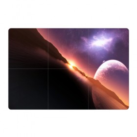 Магнитный плакат 3Х2 с принтом Космический закат в Кировске, Полимерный материал с магнитным слоем | 6 деталей размером 9*9 см | galaxy | nebula | space | star | абстракция | вселенная | галактика | звезда | звезды | космический | планеты