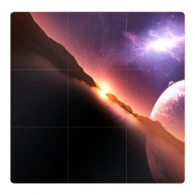 Магнитный плакат 3Х3 с принтом Космический закат в Кировске, Полимерный материал с магнитным слоем | 9 деталей размером 9*9 см | galaxy | nebula | space | star | абстракция | вселенная | галактика | звезда | звезды | космический | планеты