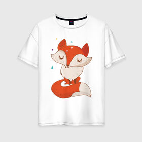 Женская футболка хлопок Oversize с принтом Лисичка в Кировске, 100% хлопок | свободный крой, круглый ворот, спущенный рукав, длина до линии бедер
 | fox | foxed | арт | лис | лиса | лисенок | лисичка | пушистик | рыжая | рыжмй хвост