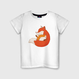 Детская футболка хлопок с принтом Лисичка в Кировске, 100% хлопок | круглый вырез горловины, полуприлегающий силуэт, длина до линии бедер | fox | foxed | арт | лис | лиса | лисенок | лисичка | пушистик | рыжая | рыжмй хвост