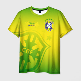 Мужская футболка 3D с принтом Бразилия в Кировске, 100% полиэфир | прямой крой, круглый вырез горловины, длина до линии бедер | brasil | brazil | бразилия | бразильская сборная | сборная бразилии | сборная бразилии по футболу | сборные | форма | футбол | футбольные сборные | чемпионат мира