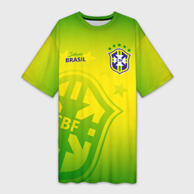 Платье-футболка 3D с принтом Бразилия в Кировске,  |  | brasil | brazil | бразилия | бразильская сборная | сборная бразилии | сборная бразилии по футболу | сборные | форма | футбол | футбольные сборные | чемпионат мира