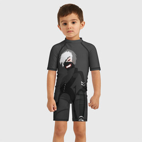 Детский купальный костюм 3D с принтом Kaneki Ken высокомерный в Кировске, Полиэстер 85%, Спандекс 15% | застежка на молнии на спине | anteiku | ghoul | kaneki | ken | tokyo | антейку | гуль | канеки | кен | токийский