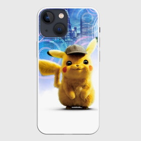 Чехол для iPhone 13 mini с принтом Pikachu Detective в Кировске,  |  | anime | game | nintendo | pikachu | pokemon | аниме | детектив | игра | кино | пикачу | покемон | эш кетчум