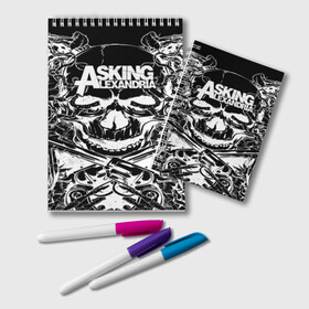 Блокнот с принтом Asking Alexandria в Кировске, 100% бумага | 48 листов, плотность листов — 60 г/м2, плотность картонной обложки — 250 г/м2. Листы скреплены удобной пружинной спиралью. Цвет линий — светло-серый
 | Тематика изображения на принте: aa | ben bruce | death | destiny | from | metal | rock | sumerian | to | йорк | метал | рок | хард | хеви | электроникор